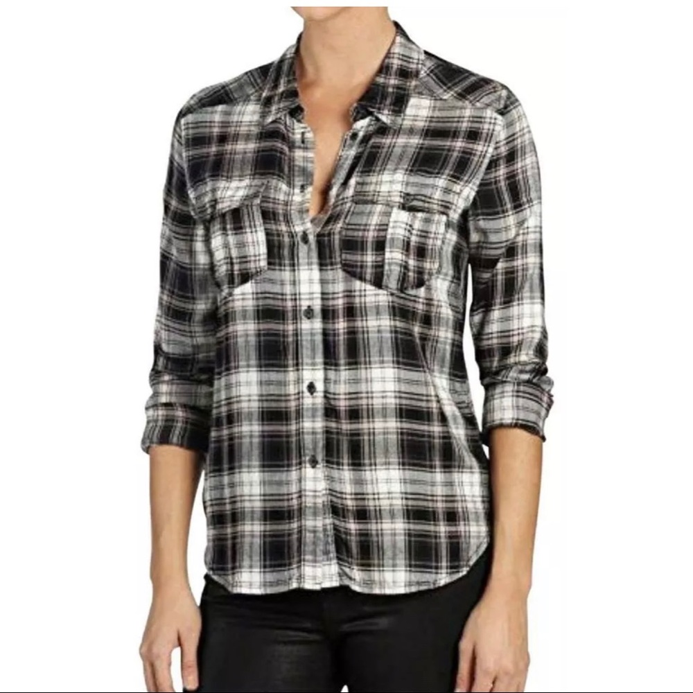 Paige Mya Plaid Flannel Button Down Shirt Small